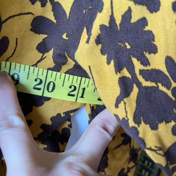 Top Shop Floral Jacquard Top Golden Yellow & Brown - Picture 11 of 15